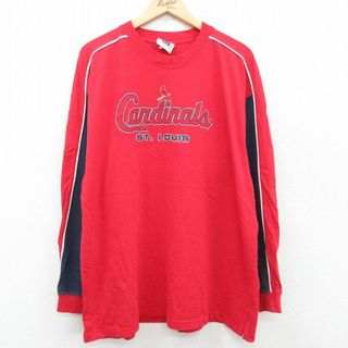 リー(Lee)のXL★古着 リー Lee 長袖 ビンテージ Tシャツ メンズ 00年代 00s MLB セントルイスカージナルス 大きいサイズ ラグラン クルーネック 赤他 レッド メジャーリーグ ベースボール 野球 23jul17 中古(Tシャツ/カットソー(半袖/袖なし))