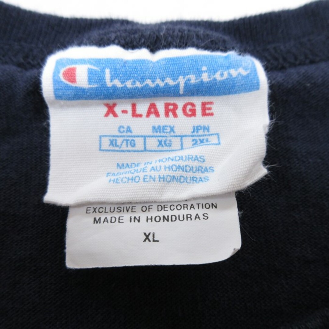 Champion(チャンピオン)のL★古着 チャンピオン Champion 半袖 ブランド Tシャツ メンズ ワンポイントロゴ コットン クルーネック 黒 ブラック 23jul18 中古 メンズのトップス(Tシャツ/カットソー(半袖/袖なし))の商品写真