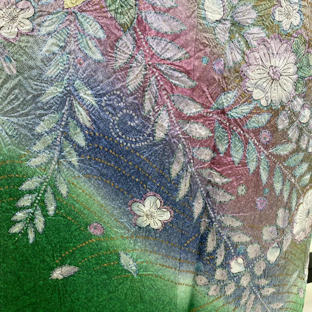 訪問着☆正絹☆緑☆辻ヶ花☆卒業式☆入学式☆結婚式☆裄68 訪問着☆正絹☆緑☆辻ヶ花☆卒業式☆入学式☆結婚式☆裄68