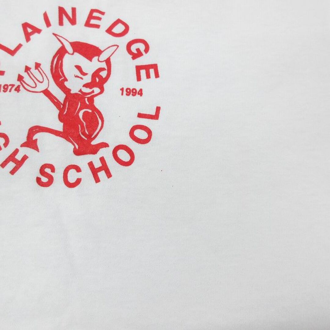 Hanes(ヘインズ)のXL★古着 ヘインズ Hanes 半袖 ビンテージ Tシャツ メンズ 90年代 90s PLAINEDGE 学校 クルーネック USA製 白 ホワイト 23jul17 中古 メンズのトップス(Tシャツ/カットソー(半袖/袖なし))の商品写真