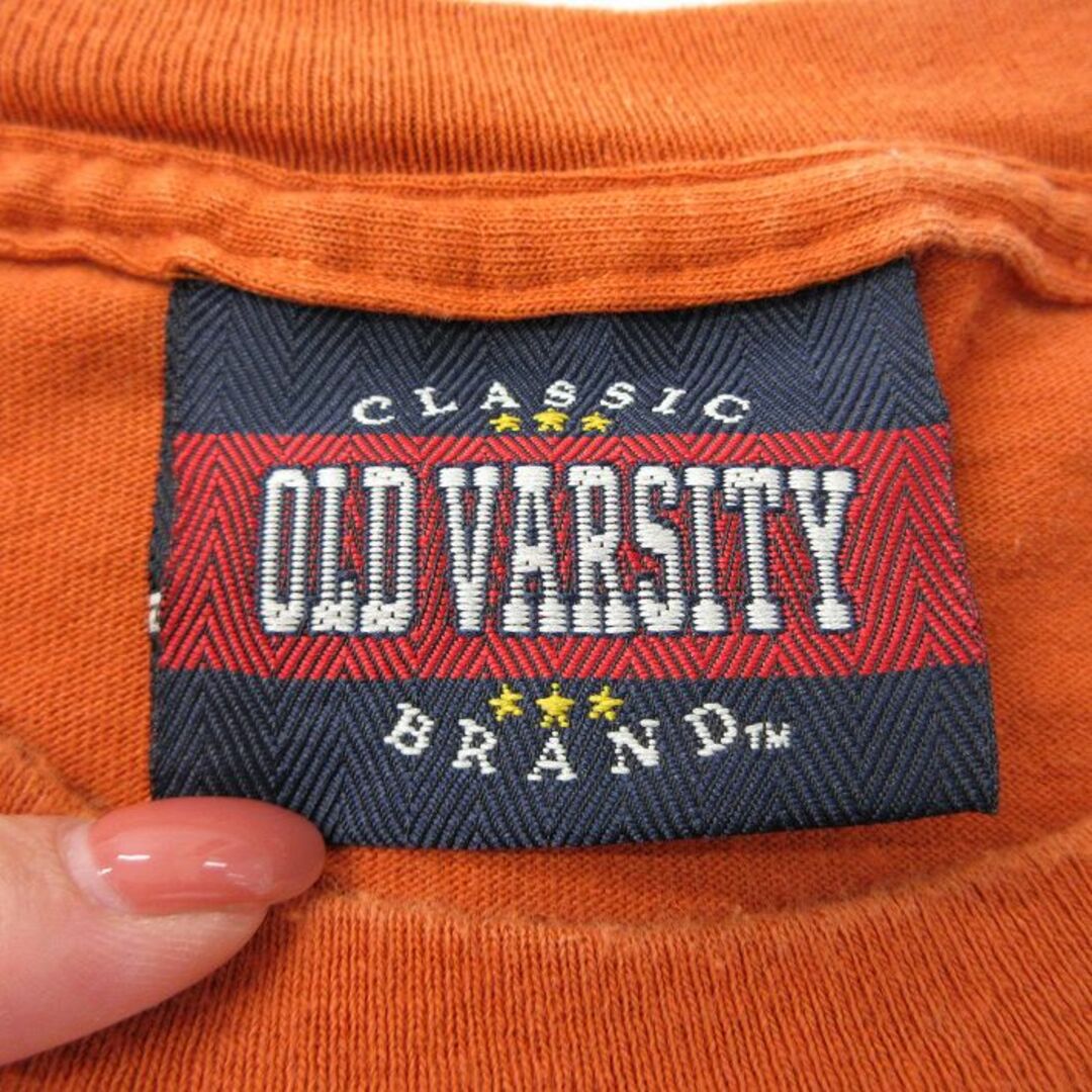 XL★古着 半袖 ビンテージ Tシャツ メンズ 00年代 00s OLD VARSITY 大きいサイズ コットン クルーネック オレンジ 23jul17 中古 メンズのトップス(Tシャツ/カットソー(半袖/袖なし))の商品写真