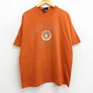 XL★古着 半袖 ビンテージ Tシャツ メンズ 00年代 00s OLD VARSITY 大きいサイズ コットン クルーネック オレンジ 23jul17 中古(Tシャツ/カットソー(半袖/袖なし))