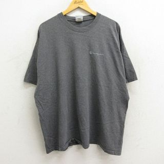 チャンピオン(Champion)のXL★古着 チャンピオン champion 半袖 ビンテージ Tシャツ メンズ 00年代 00s ワンポイントロゴ 大きいサイズ コットン クルーネック グレー 霜降り 23jul17 中古(Tシャツ/カットソー(半袖/袖なし))