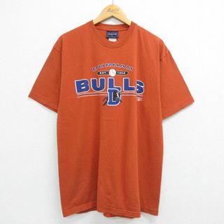 ジャンスポーツ(JANSPORT)のL★古着 ジャンスポーツ 半袖 ビンテージ Tシャツ メンズ 00年代 00s 野球 ダーラムブルズ コットン クルーネック 茶系 ブラウン 23jul17 中古(Tシャツ/カットソー(半袖/袖なし))