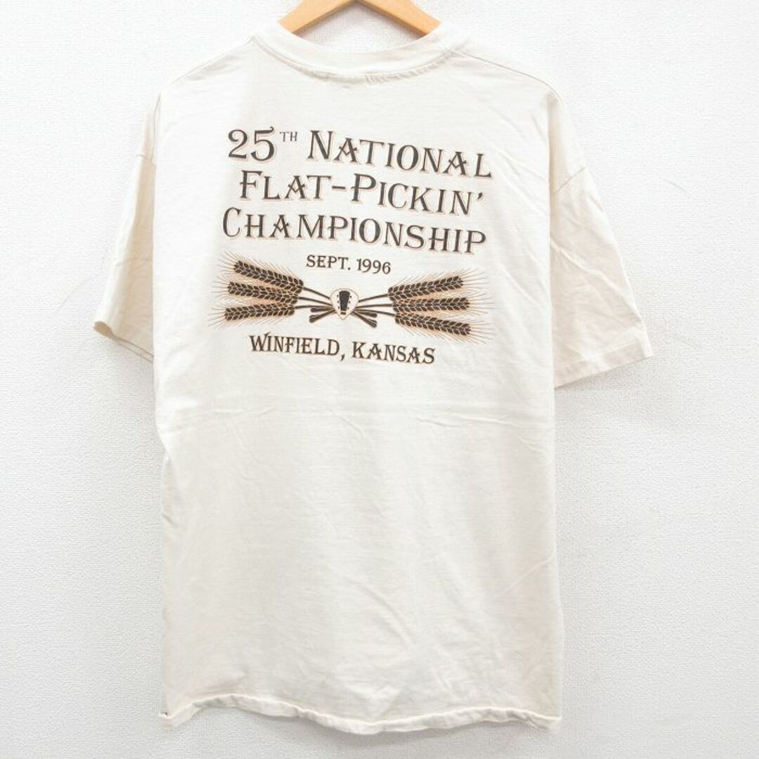 Hanes(ヘインズ)のXL★古着 ヘインズ Hanes 半袖 ビンテージ Tシャツ メンズ 90年代 90s WINFIELD 大きいサイズ コットン クルーネック USA製 生成り 23jul17 中古 メンズのトップス(Tシャツ/カットソー(半袖/袖なし))の商品写真