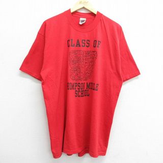 XL★古着 半袖 ビンテージ Tシャツ メンズ 00年代 00s トンプソン 中学校 クルーネック 赤 レッド 23jul17 中古(Tシャツ/カットソー(半袖/袖なし))