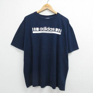 アディダス(adidas)のXL★古着 アディダス adidas 半袖 ビンテージ Tシャツ メンズ 00年代 00s ビッグロゴ 大きいサイズ コットン クルーネック 黒 ブラック 23jul18 中古(Tシャツ/カットソー(半袖/袖なし))