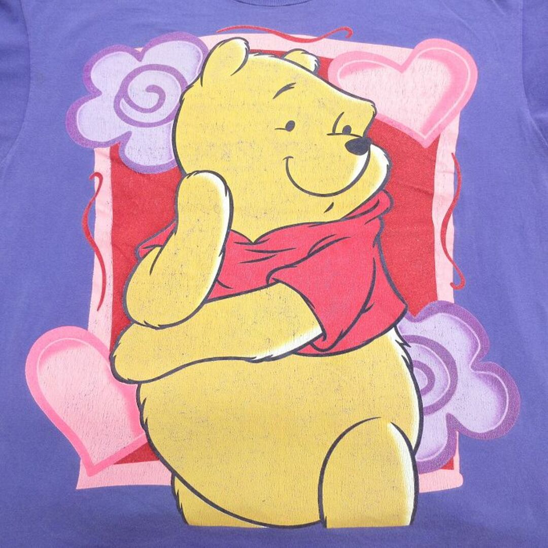 Disney(ディズニー)のXL★古着 半袖 ビンテージ Tシャツ メンズ 00年代 00s ディズニー DISNEY くまのプーさん 大きいサイズ クルーネック 紫 パープル 23jul18 中古 メンズのトップス(Tシャツ/カットソー(半袖/袖なし))の商品写真