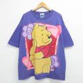 XL★古着 半袖 ビンテージ Tシャツ メンズ 00年代 00s ディズニー DISNEY くまのプーさん 大きいサイズ クルーネック 紫 パープル 23jul18 中古