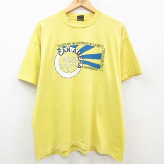 XL★古着 半袖 ビンテージ Tシャツ メンズ 90年代 90s CAN AMERA CAMBRIDGE クルーネック USA製 黄 イエロー 23jul18 中古(Tシャツ/カットソー(半袖/袖なし))