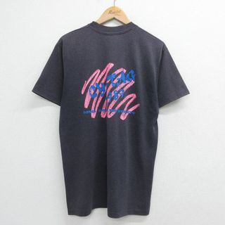 ヘインズ(Hanes)のL★古着 ヘインズ Hanes 半袖 ビンテージ Tシャツ メンズ 80年代 80s cy TAG クルーネック USA製 黒 ブラック 23jul18 中古(Tシャツ/カットソー(半袖/袖なし))