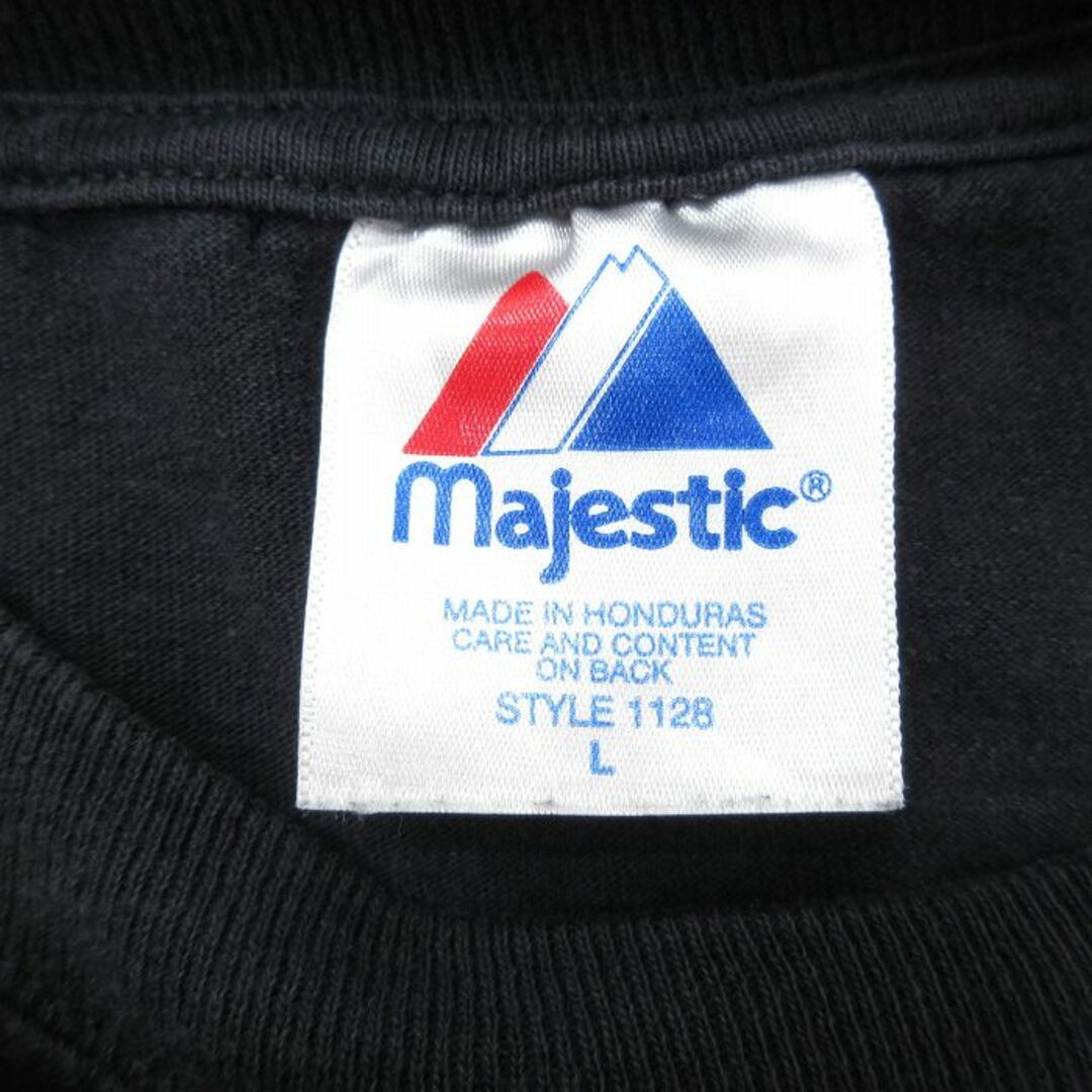 Majestic(マジェスティック)のXL★古着 マジェスティック 半袖 ビンテージ Tシャツ メンズ 00年代 00s MLB トロントブルージェイズ ロング丈 コットン クルーネック 黒 ブラック メジャーリーグ ベースボール 野球 23jul18 中古 メンズのトップス(Tシャツ/カットソー(半袖/袖なし))の商品写真