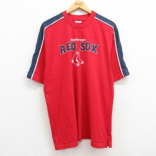 XL★古着 半袖 ビンテージ Tシャツ メンズ 00年代 00s MLB ボストンレッドソックス コットン クルーネック 赤他 レッド メジャーリーグ ベースボール 野球 23jul19 中古(Tシャツ/カットソー(半袖/袖なし))