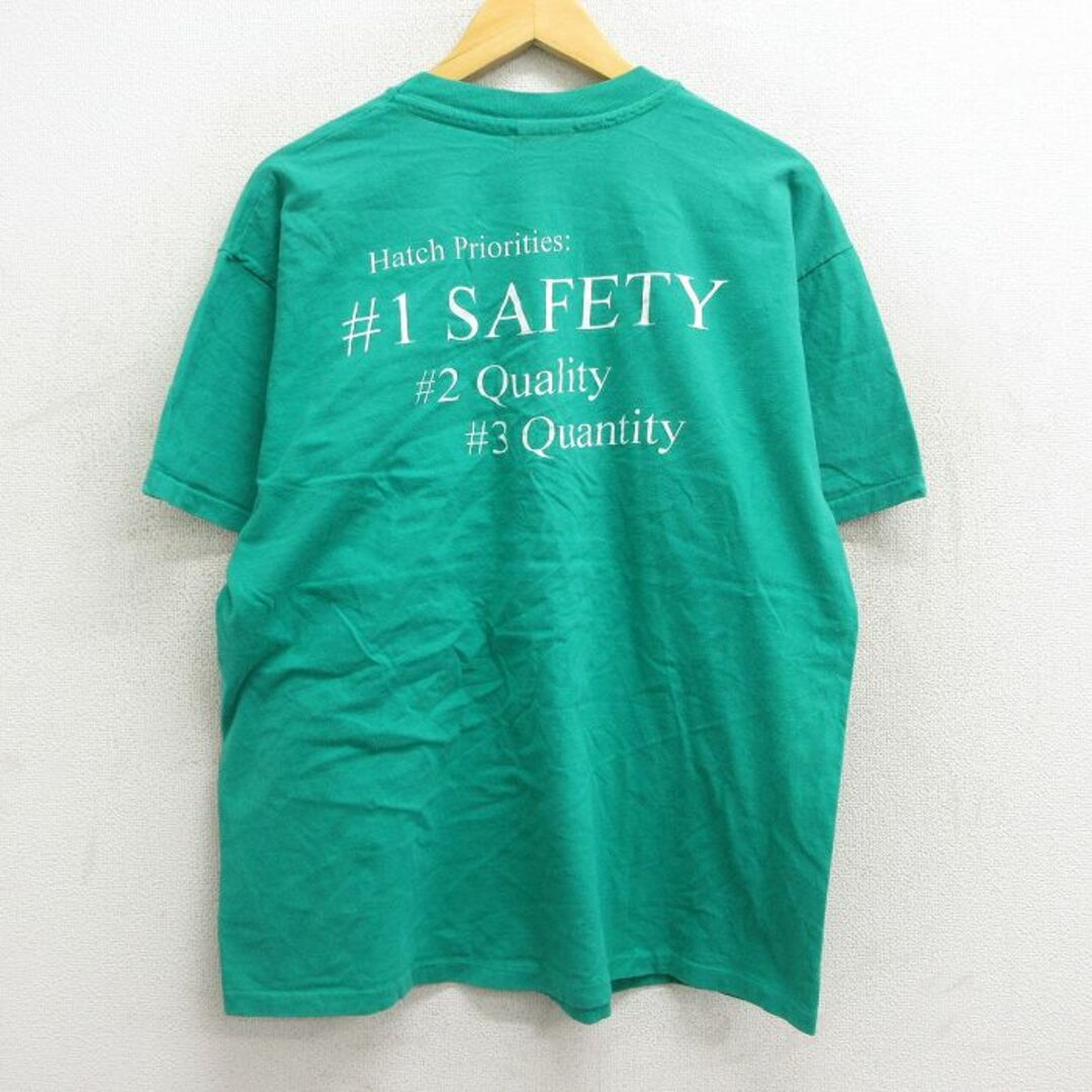 Hanes(ヘインズ)のXL★古着 ヘインズ Hanes 半袖 ビンテージ Tシャツ メンズ 90年代 90s SAFETY コットン クルーネック 緑 グリーン 23jul19 中古 メンズのトップス(Tシャツ/カットソー(半袖/袖なし))の商品写真