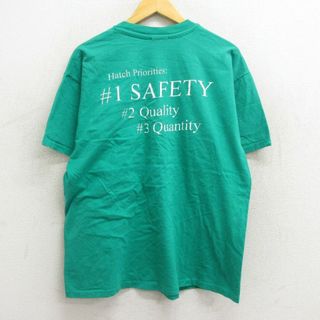 ヘインズ(Hanes)のXL★古着 ヘインズ Hanes 半袖 ビンテージ Tシャツ メンズ 90年代 90s SAFETY コットン クルーネック 緑 グリーン 23jul19 中古(Tシャツ/カットソー(半袖/袖なし))