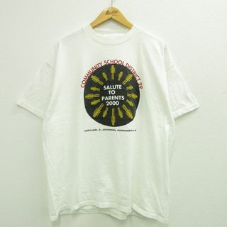 XL★古着 半袖 ビンテージ Tシャツ メンズ 00年代 00s コミュニティースクール 大きいサイズ コットン クルーネック 白 ホワイト 23jul19 中古(Tシャツ/カットソー(半袖/袖なし))