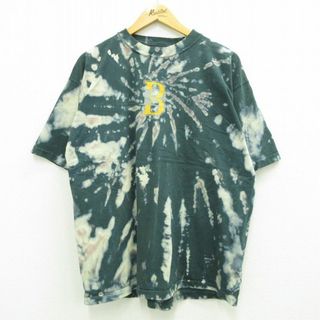 XL★古着 半袖 ビンテージ Tシャツ メンズ 90年代 90s b.u.m. equipment 大きいサイズ コットン クルーネック USA製 緑 グリーン ブリーチ加工 23jul19 中古(Tシャツ/カットソー(半袖/袖なし))