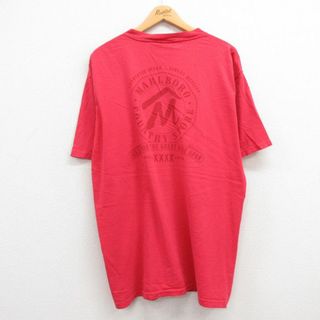 XL★古着 マルボロ 半袖 ビンテージ Tシャツ メンズ 90年代 90s ビッグロゴ 胸ポケット付き 大きいサイズ コットン クルーネック USA製 赤 レッド 23jul20 中古(Tシャツ/カットソー(半袖/袖なし))