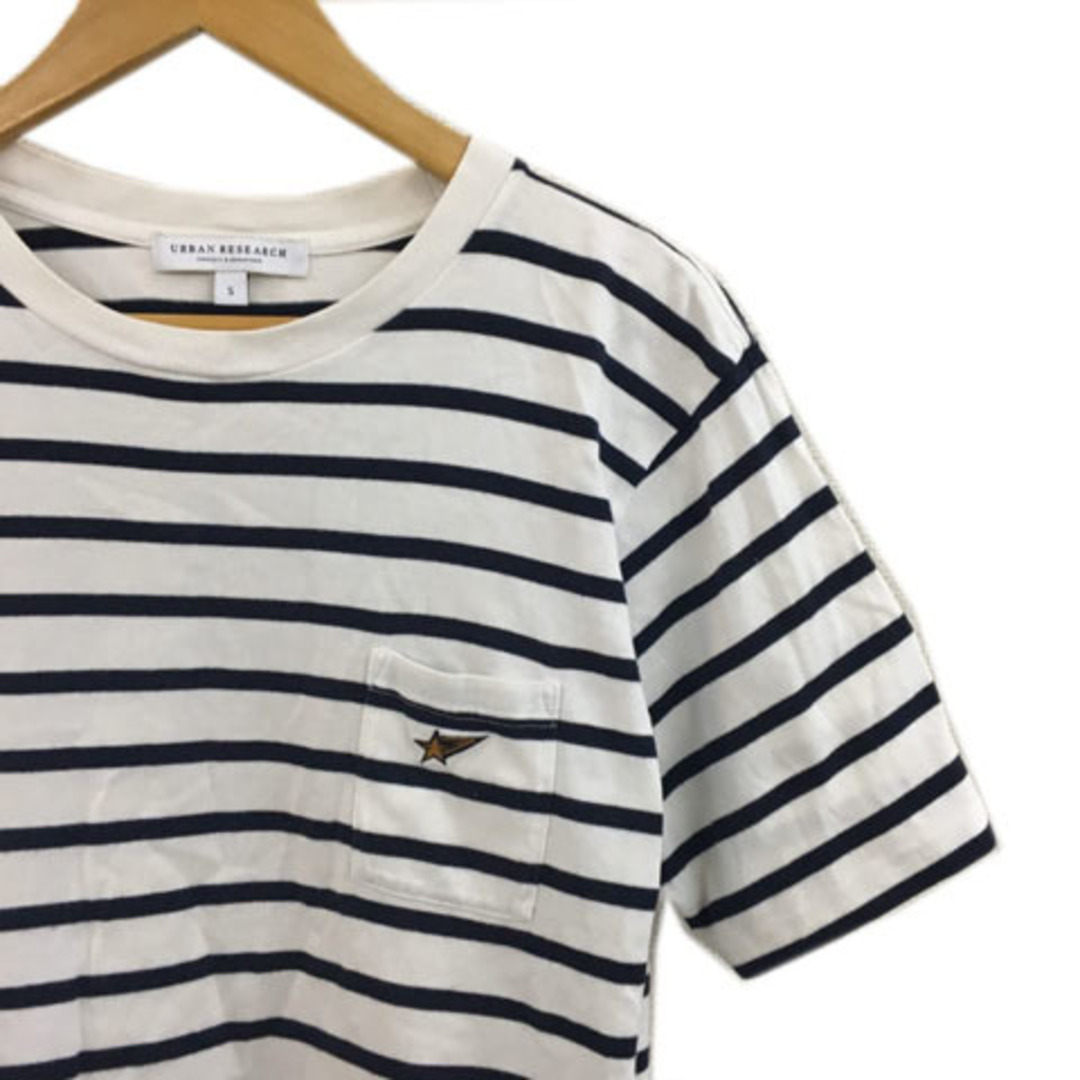 URBAN RESEARCH(アーバンリサーチ)のアーバンリサーチ Tシャツ カットソー ボーダー 刺繍 半袖 S 白 紺 メンズのトップス(Tシャツ/カットソー(半袖/袖なし))の商品写真