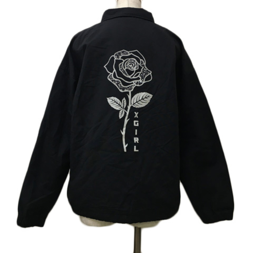 X-girl(エックスガール)のエックスガール ジャケット ブルゾン プリント 刺繍 花柄 ロゴ 長袖 2 黒 レディースのジャケット/アウター(その他)の商品写真
