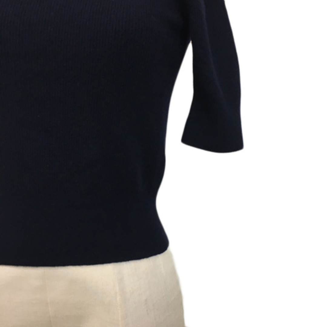 NOLLEY'S(ノーリーズ)のノーリーズ セーター ニット ハイネック ウール リブ 無地 五分袖 38 紺 レディースのトップス(ニット/セーター)の商品写真