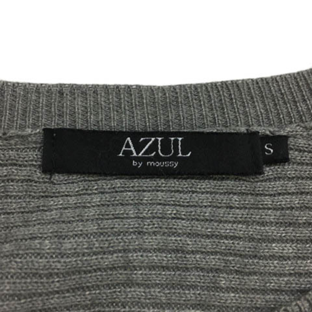 AZUL by moussy(アズールバイマウジー)のアズールバイマウジー ワンピース ニット ミニ リブ 無地 七分袖 S グレー レディースのワンピース(ミニワンピース)の商品写真