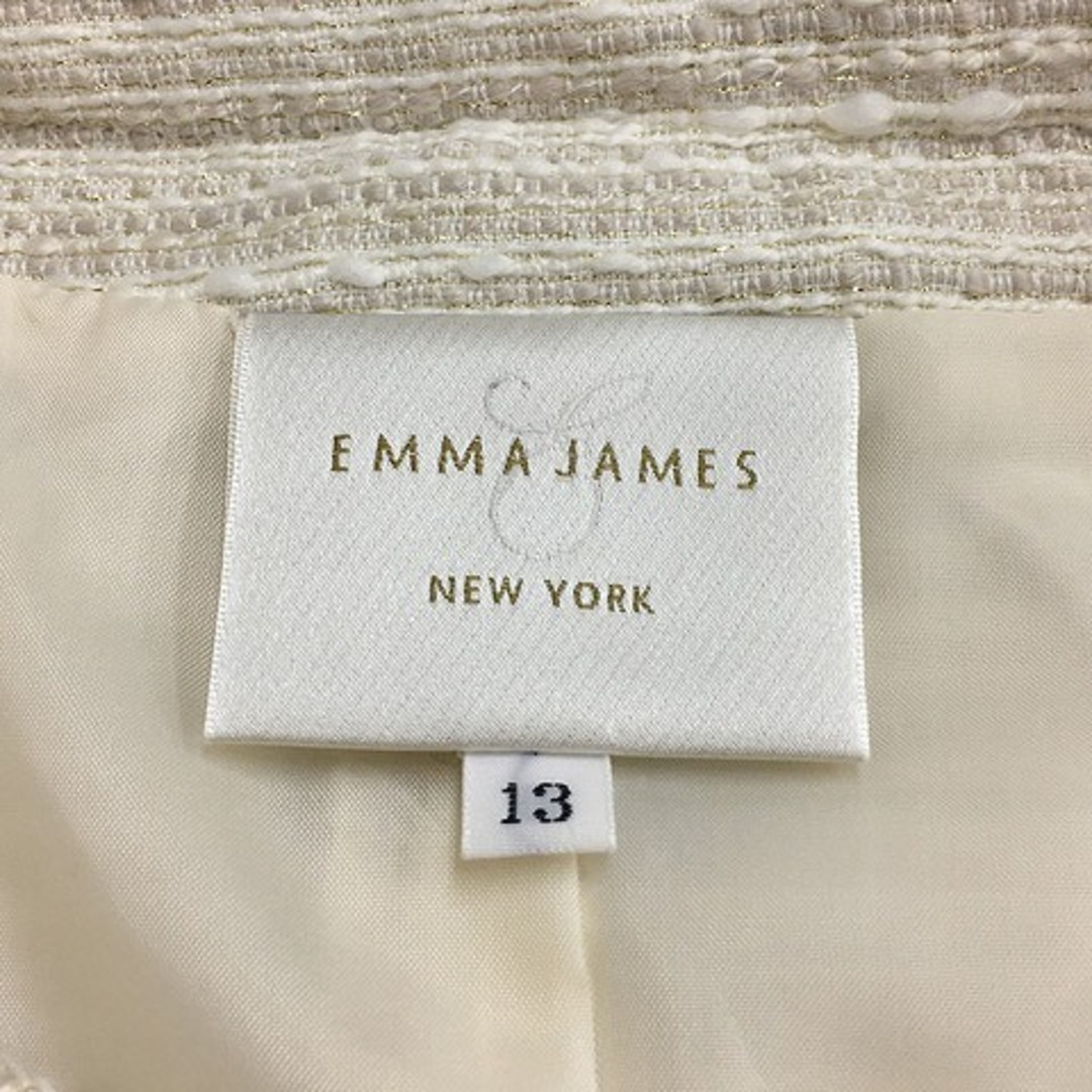 EMMAJAMES(エマジェイム)のエマジェイムス ジャケット ノーカラー ツイード調 長袖 13 白 ベージュ レディースのジャケット/アウター(その他)の商品写真