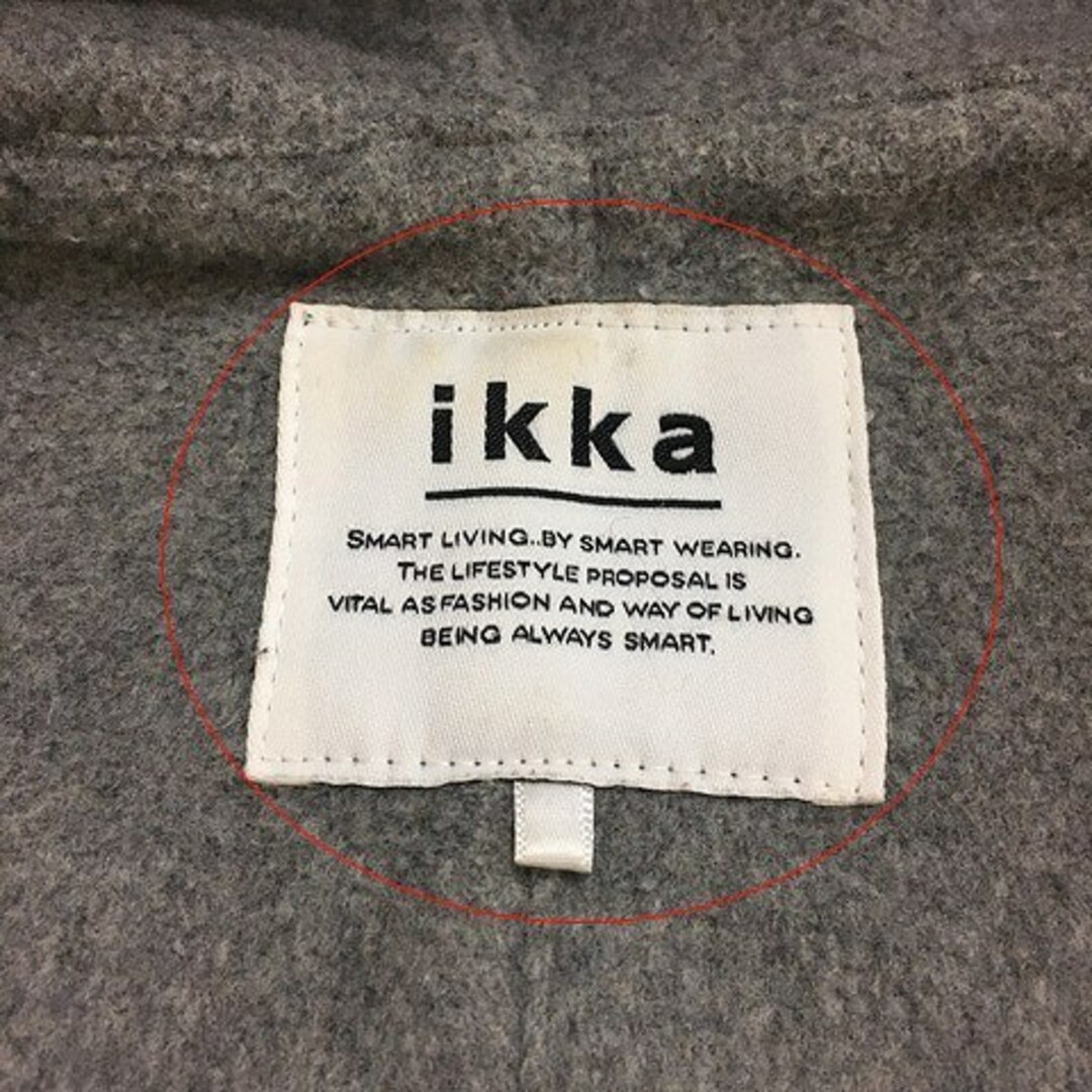 ikka(イッカ)のイッカ コート ノーカラー フード ミドル 前開き リボンベルト 長袖 L 紺 レディースのジャケット/アウター(その他)の商品写真