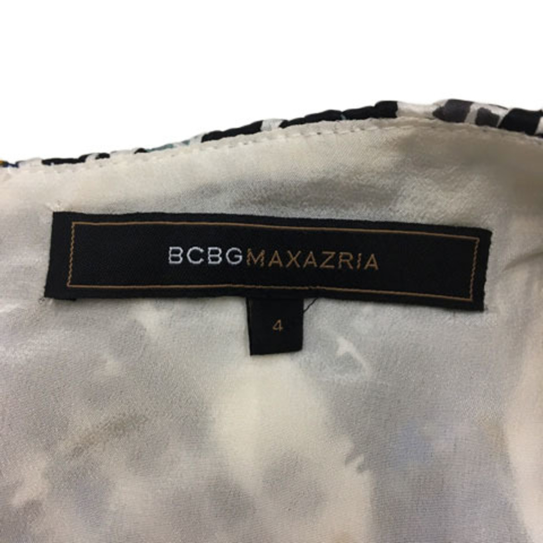 BCBGMAXAZRIA(ビーシービージーマックスアズリア)のビーシービージーマックスアズリア ワンピース ミニ 総柄 ノースリーブ 4 黒 レディースのワンピース(ミニワンピース)の商品写真