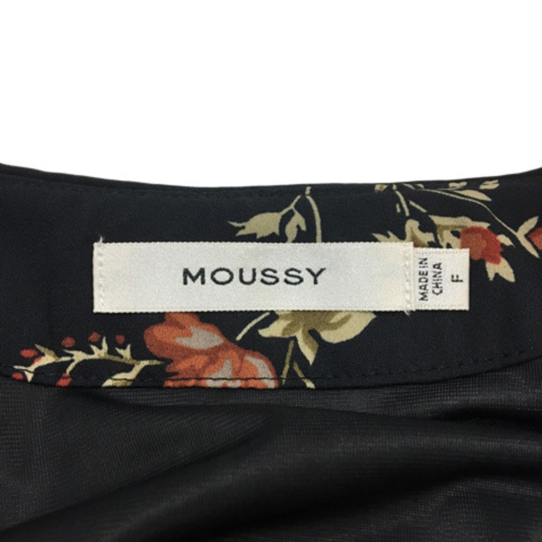 moussy(マウジー)のマウジー ワンピース フレア ロング 花柄 プリーツ フリル 長袖 F 黒 赤 レディースのワンピース(ロングワンピース/マキシワンピース)の商品写真