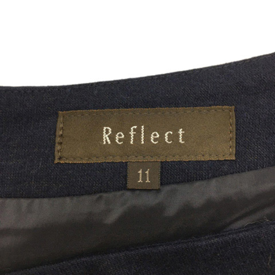 ReFLEcT(リフレクト)のリフレクト スカート フレア 膝丈 ラップ風 フリル 無地 11 紺 ネイビー レディースのスカート(ひざ丈スカート)の商品写真