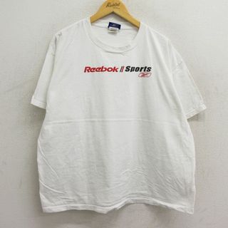 リーボック(Reebok)のXL★古着 リーボック REEBOK 半袖 ビンテージ Tシャツ メンズ 00年代 00s ビッグロゴ 大きいサイズ コットン クルーネック 白 ホワイト 23jul20 中古(Tシャツ/カットソー(半袖/袖なし))