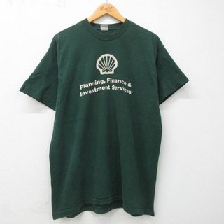 XL★古着 半袖 ビンテージ Tシャツ メンズ 90年代 90s 貝 Planning コットン クルーネック USA製 濃緑 グリーン 【spe】 23jul20 中古(Tシャツ/カットソー(半袖/袖なし))