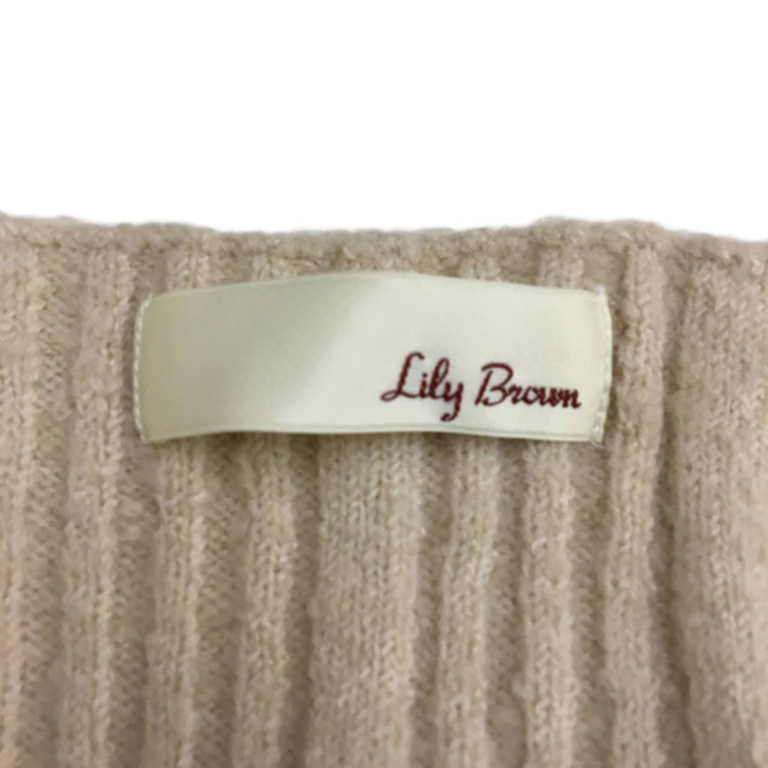 Lily Brown(リリーブラウン)のリリーブラウン ワンピース Iライン 膝丈 ニット リブ 長袖 F ベージュ レディースのワンピース(ひざ丈ワンピース)の商品写真