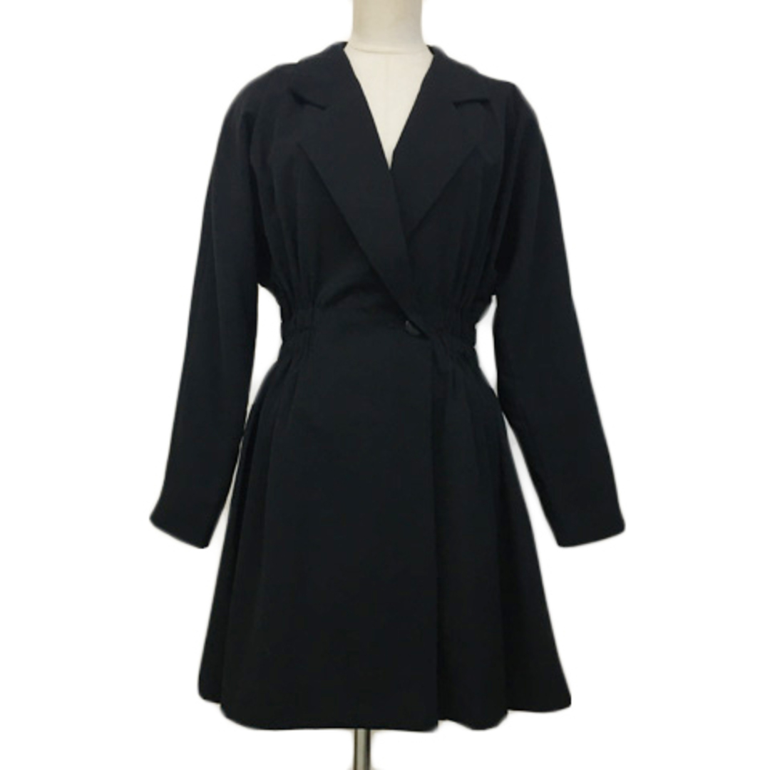CORDIER(コルディア)のコルディア コート ステンカラー テーラード Aライン ウール 長袖 40 黒 レディースのジャケット/アウター(その他)の商品写真