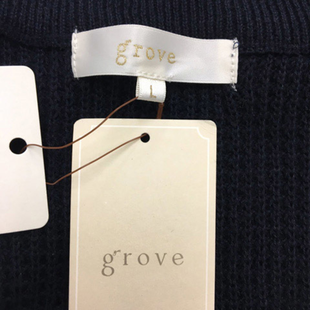 grove(グローブ)のグローブ ワンピース ニット Iライン ロング ワッフル 長袖 L 紺 レディースのワンピース(ロングワンピース/マキシワンピース)の商品写真