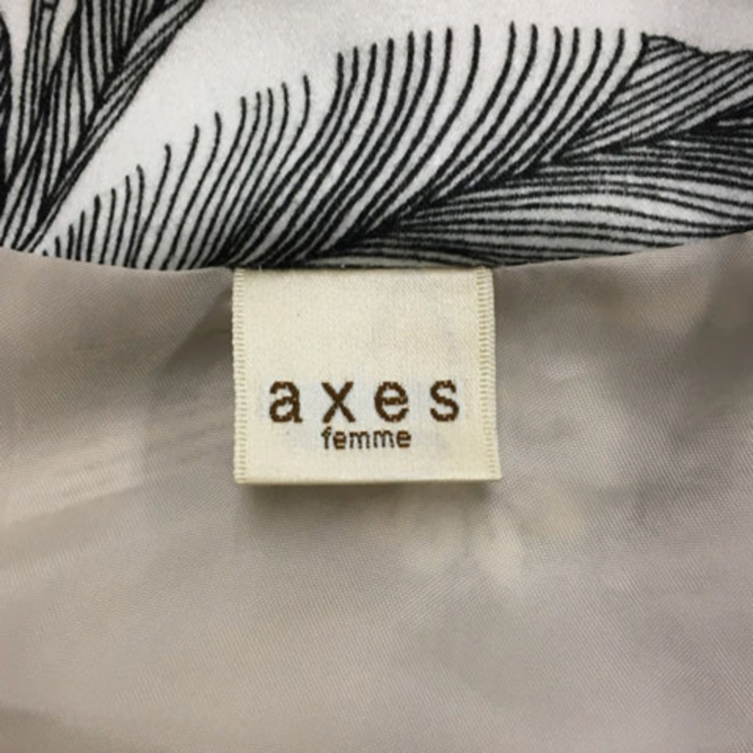 axes femme(アクシーズファム)のアクシーズファム チュニック ワンピース Iライン ミニ 総柄 七分袖 白 黒 レディースのトップス(チュニック)の商品写真