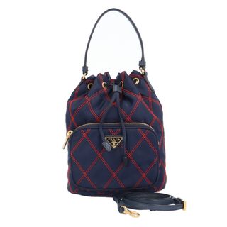 プラダ(PRADA)のプラダ トライアングルロゴ巾着 ショルダーバッグ ナイロン 1BH038 ネイビー レディース PRADA  中古(ショルダーバッグ)