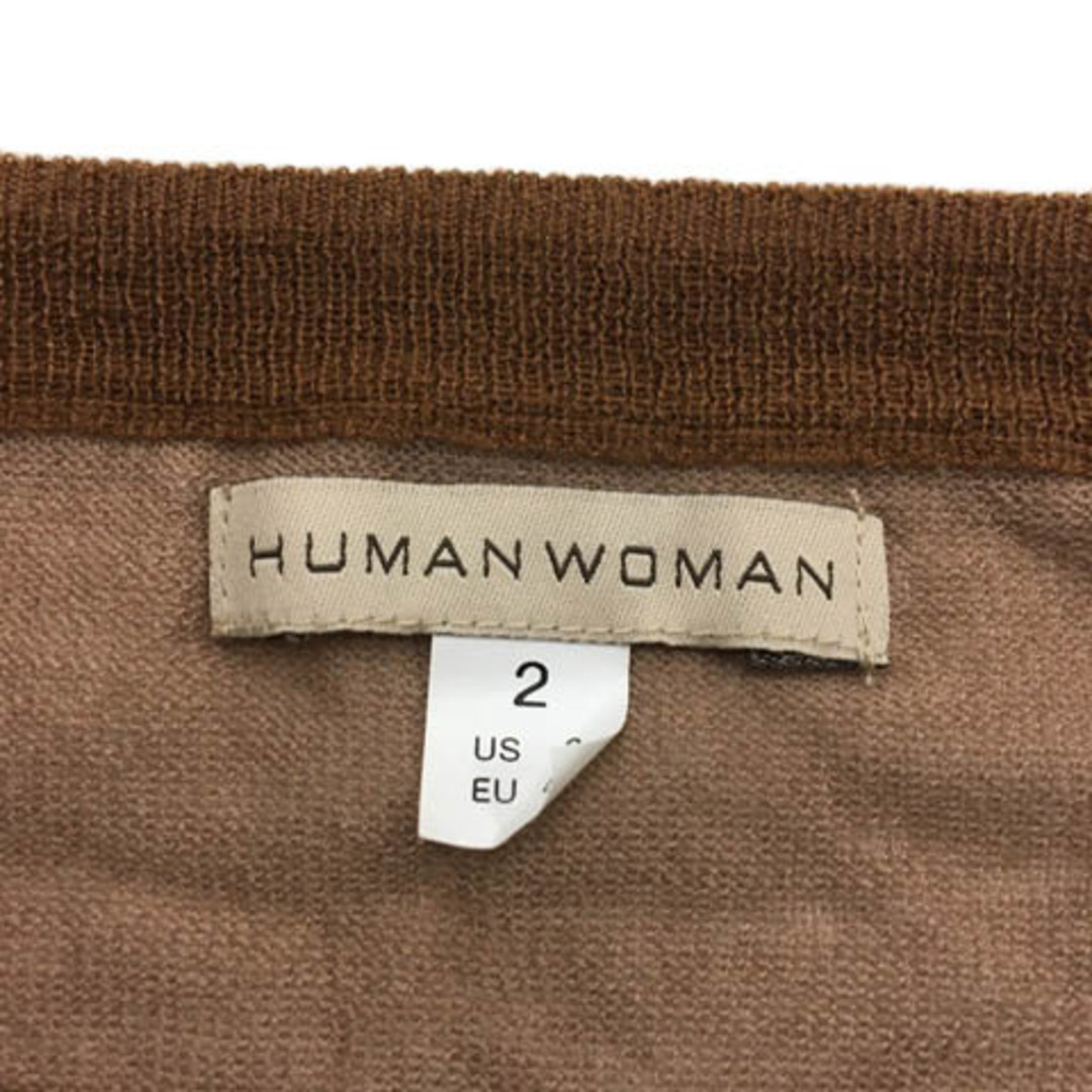 HUMAN WOMAN(ヒューマンウーマン)のヒューマンウーマン セーター ニット プルオーバー ボーダー 七分袖 M 茶 レディースのトップス(ニット/セーター)の商品写真