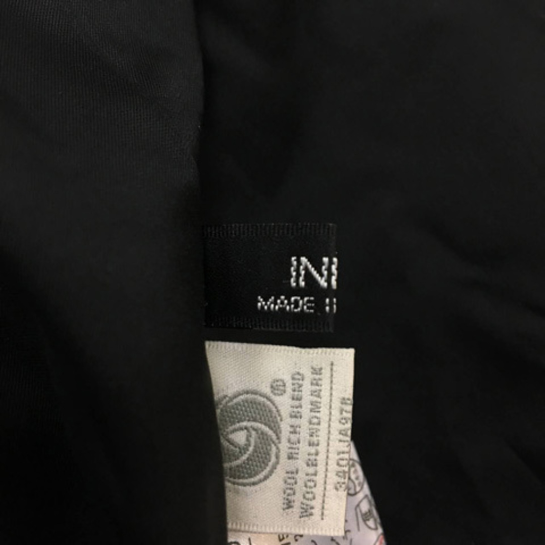 INED(イネド)のイネド スカート フレア ボックスプリーツ 膝丈 シャドーストライプ 9 黒 レディースのスカート(ひざ丈スカート)の商品写真