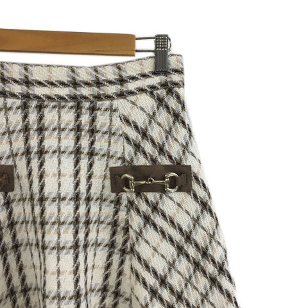 Rirandture(リランドチュール)のリランドチュール スカート フレア ミニ チェック ツイード調 1 白 茶 レディースのスカート(ミニスカート)の商品写真