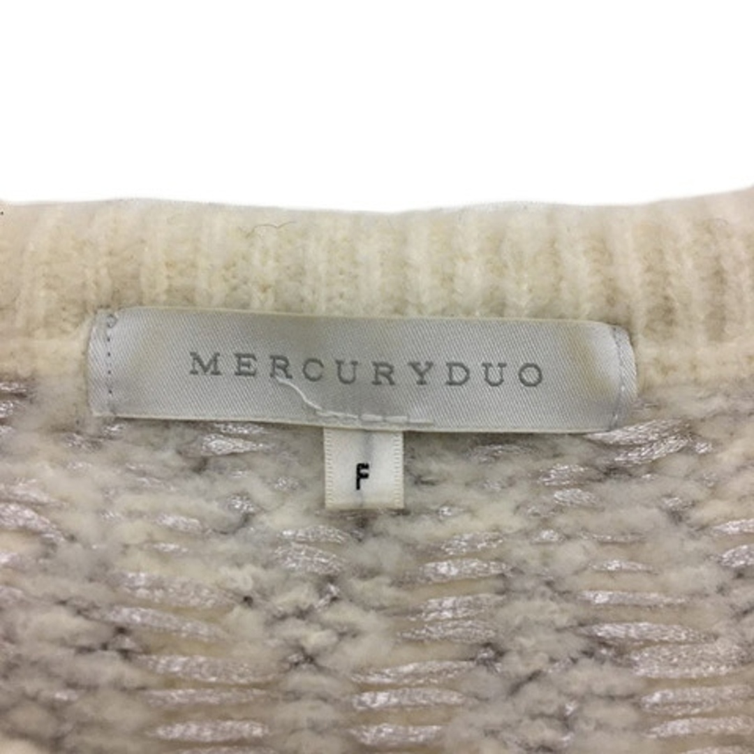 MERCURYDUO(マーキュリーデュオ)のマーキュリーデュオ セーター ニット プルオーバー 総柄 長袖 F 白 銀 レディースのトップス(ニット/セーター)の商品写真