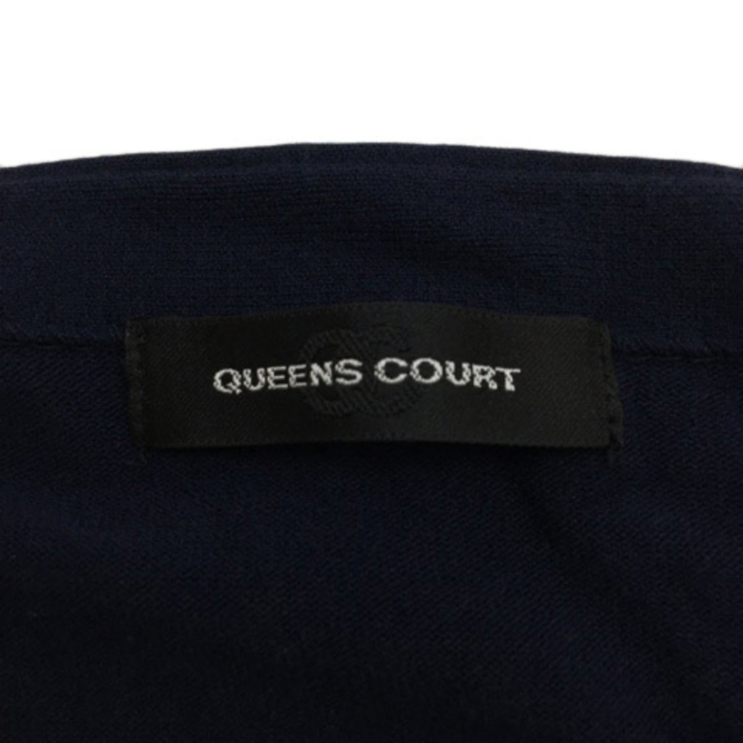 QUEENS COURT(クイーンズコート)のクイーンズコート カーディガン ニット Vネック 無地 ビジュー 長袖 2 紺 レディースのトップス(カーディガン)の商品写真