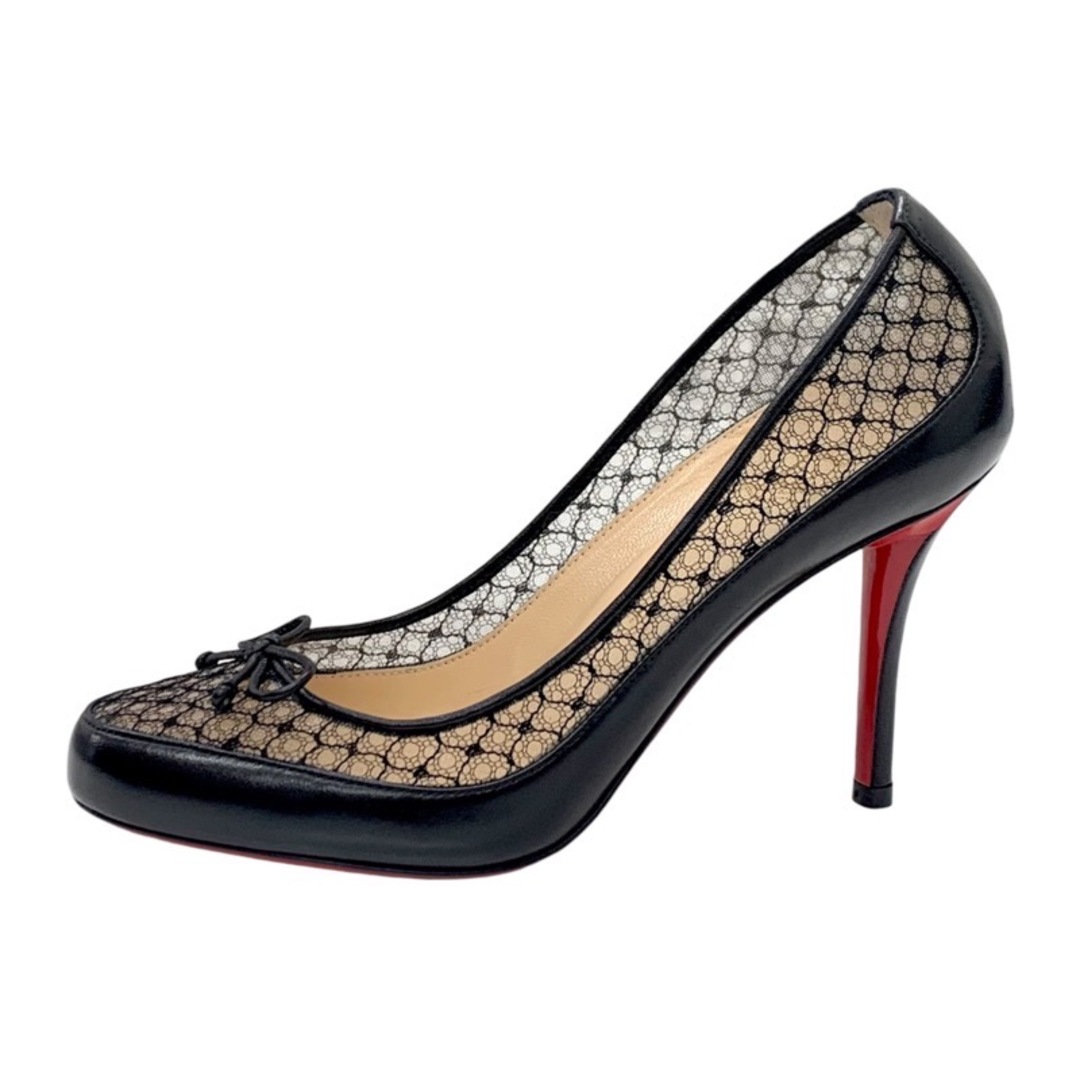 Christian Louboutin(クリスチャンルブタン)の未使用 クリスチャンルブタン Christian Louboutin パンプス 靴 シューズ リボン レース レザー ブラック 黒 レディースの靴/シューズ(ハイヒール/パンプス)の商品写真