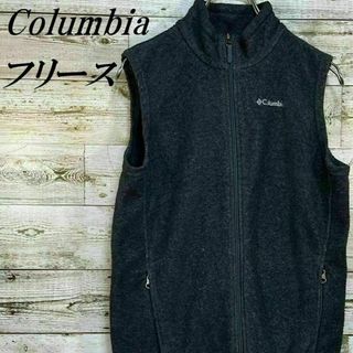 Columbia - 90S コロンビアフリースボアベスト ブラック 刺繍ロゴ Columbia - 90S コロンビアフリースボアベスト ブラック 刺繍ロゴ