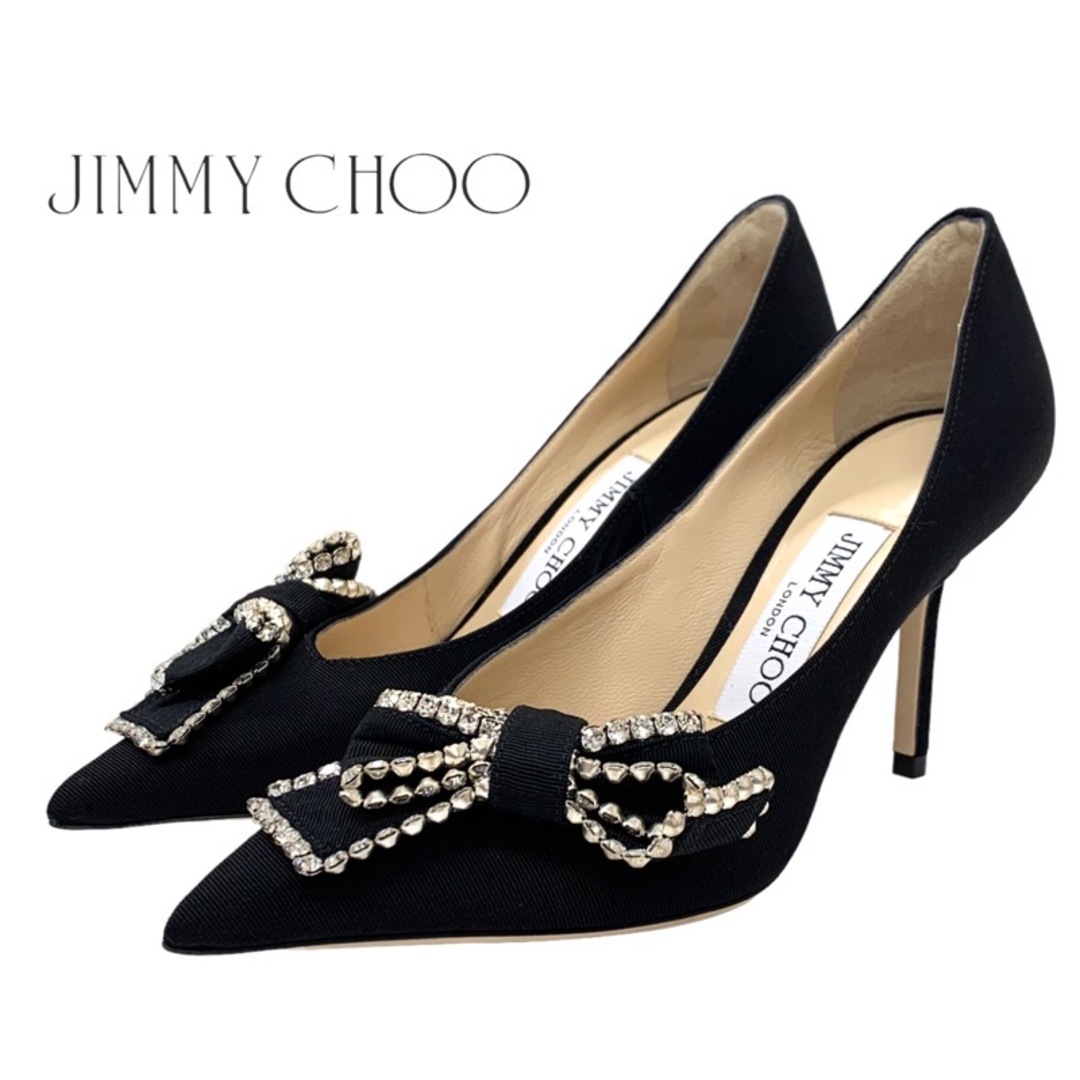 JIMMY CHOO(ジミーチュウ)のジミーチュウ JIMMY CHOO パンプス パーティーシューズ 靴 シューズ リボン ビジュー ファブリック ブラック 黒 レディースの靴/シューズ(ハイヒール/パンプス)の商品写真