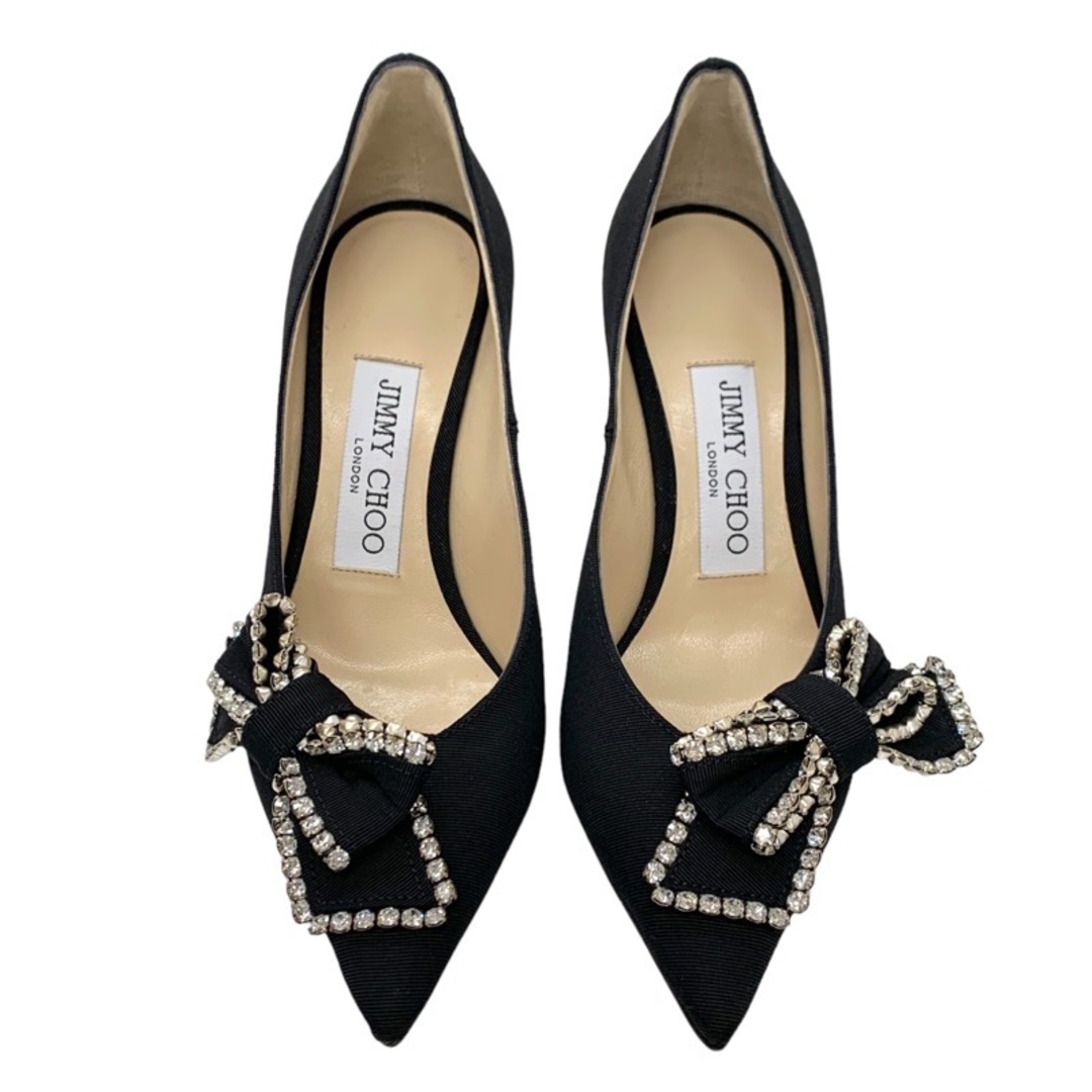 JIMMY CHOO(ジミーチュウ)のジミーチュウ JIMMY CHOO パンプス パーティーシューズ 靴 シューズ リボン ビジュー ファブリック ブラック 黒 レディースの靴/シューズ(ハイヒール/パンプス)の商品写真