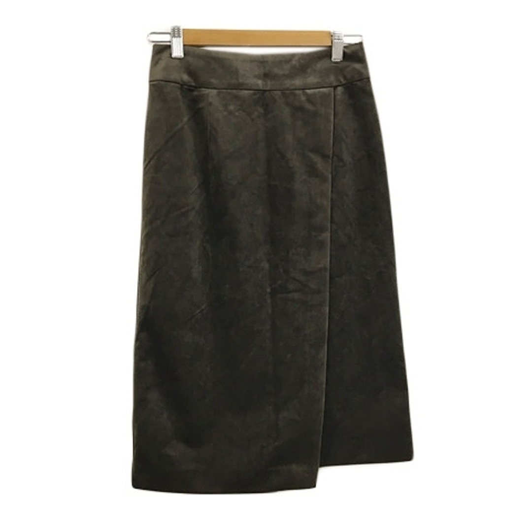 NOLLEY'S(ノーリーズ)のノーリーズ sophi スカート タイト 膝丈 ラップ風 36 緑 茶 レディースのスカート(ひざ丈スカート)の商品写真