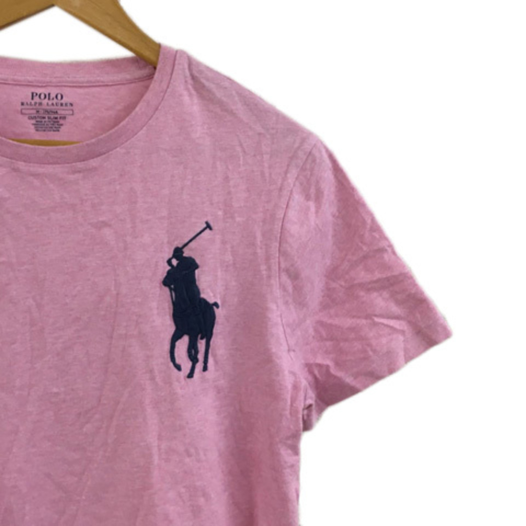 POLO RALPH LAUREN(ポロラルフローレン)のポロ ラルフローレン Tシャツ カットソー 刺繍 杢 半袖 M ピンク 紺 メンズのトップス(Tシャツ/カットソー(半袖/袖なし))の商品写真