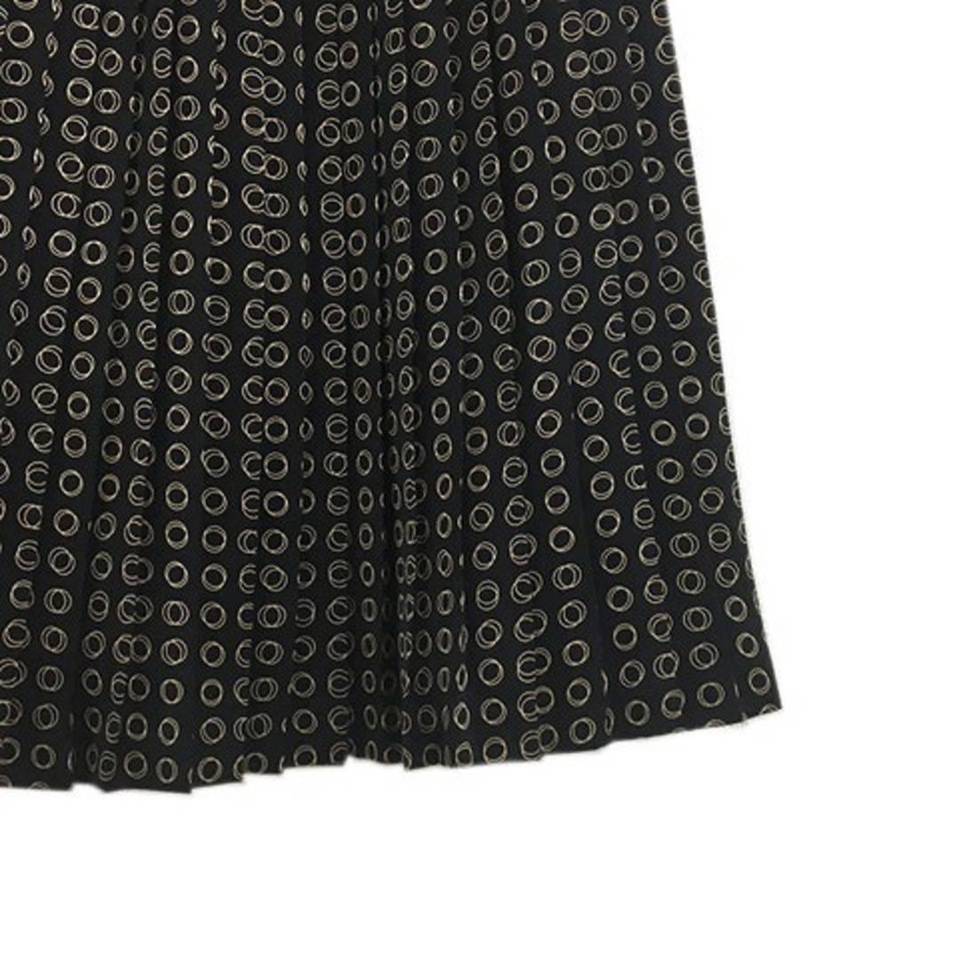 Ballsey(ボールジィ)のボールジー トゥモローランド スカート プリーツ 膝丈 サテン 総柄 黒 レディースのスカート(ひざ丈スカート)の商品写真